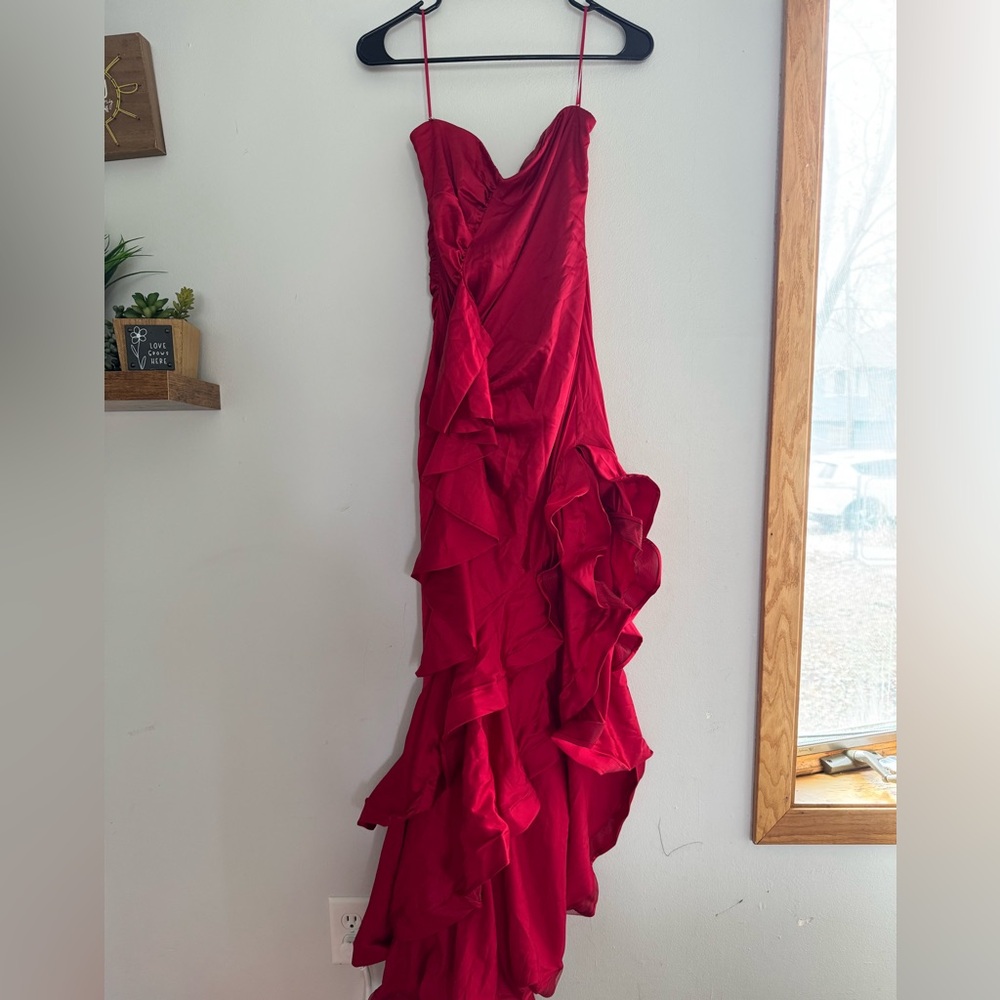Elegant Red Ruffle Dress